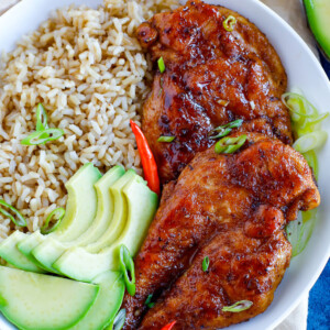 easy sticky chicken recipe in a bowl