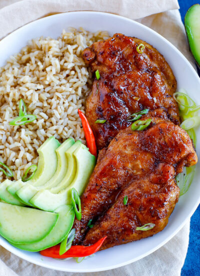 easy sticky chicken recipe in a bowl