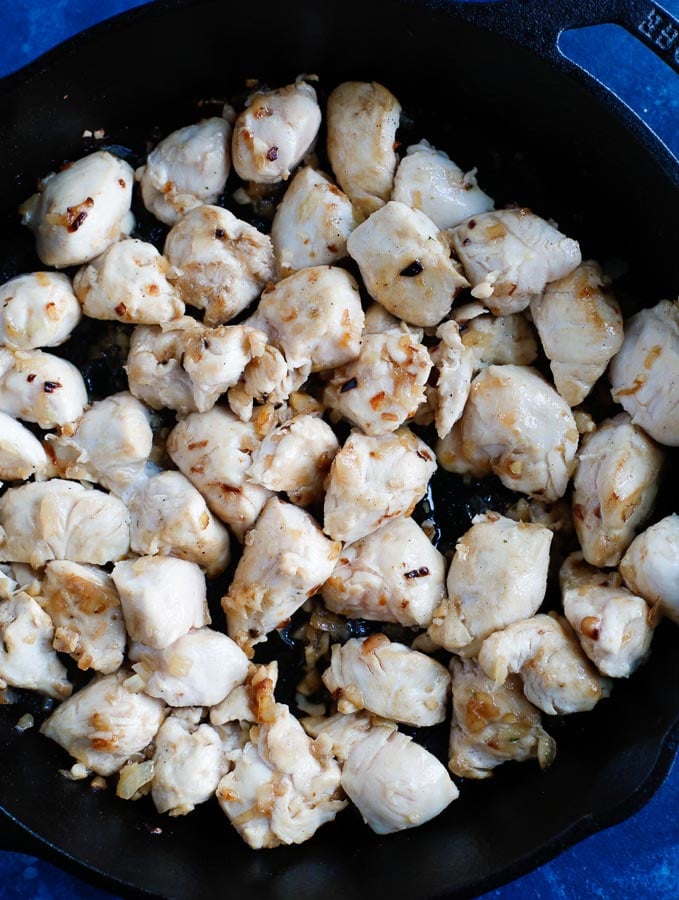 sauteed chicken in a skillet