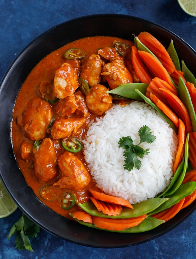 Thai Red Curry Chicken in a bowl