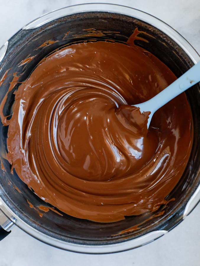 Melted chocolate in a pot.