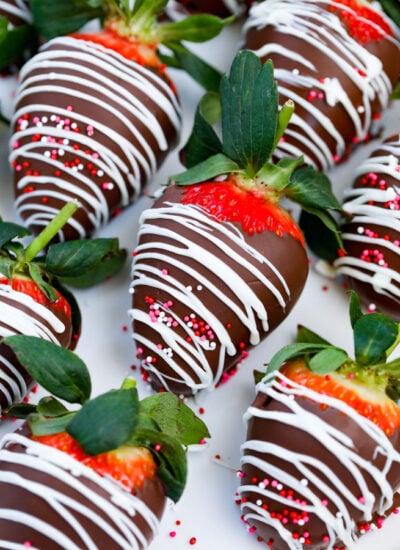 rows of Easy Chocolate Covered Strawberries.