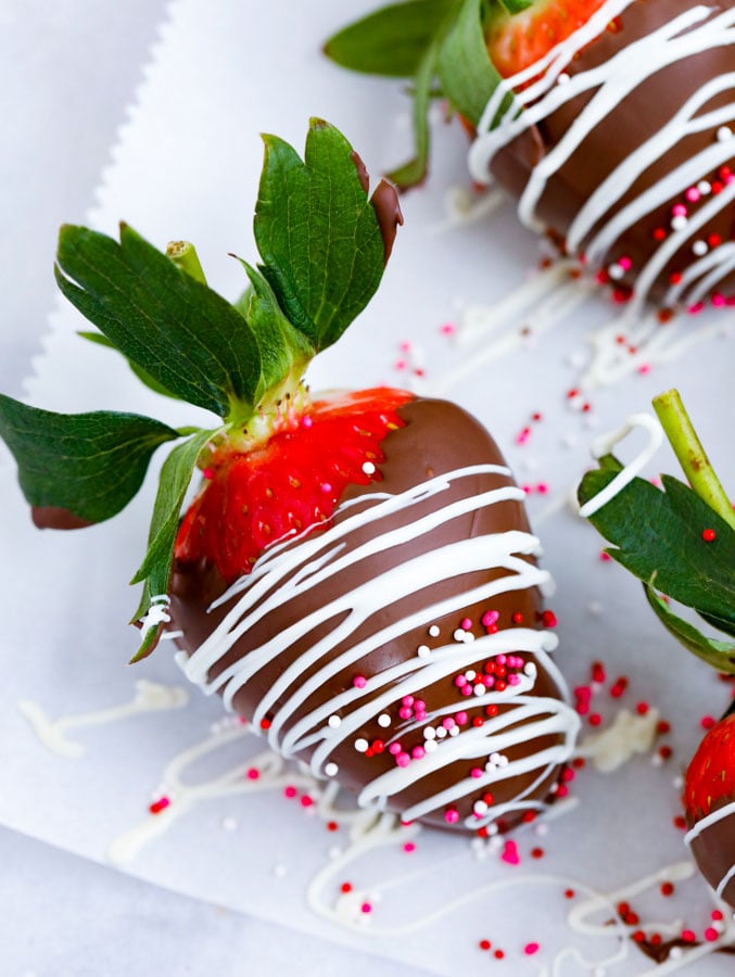 close up of Chocolate covered strawberries.