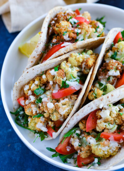 Pita Wraps on a white plate.