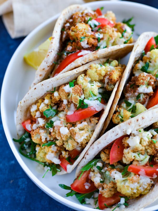 Pita Wraps on a white plate.