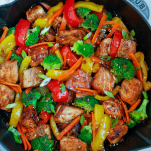 Teriyaki Salmon Stir Fry in a large nonstick skillet.
