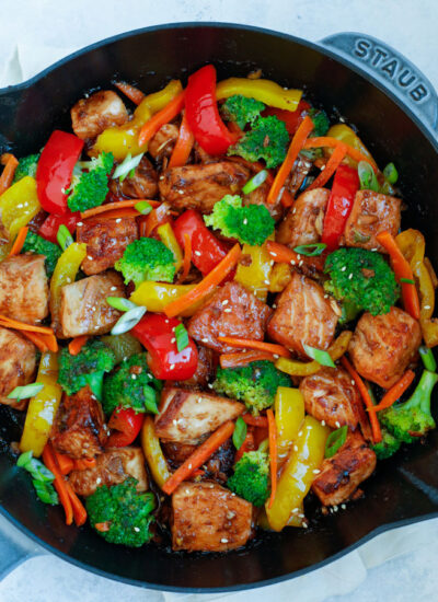 Teriyaki Salmon Stir Fry in a large nonstick skillet.