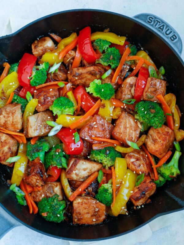 Teriyaki Salmon Stir Fry in a large nonstick skillet.