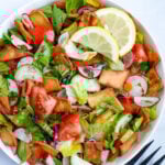 Lebanese Fattoush salad served as appetizer