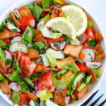 Lebanese Fattoush salad served as appetizer