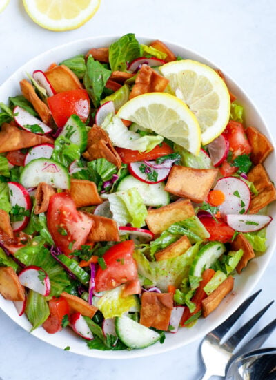 Lebanese Fattoush salad served as appetizer