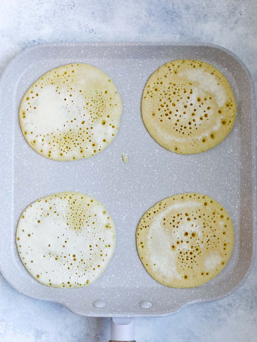 atayef pancakes being cooked