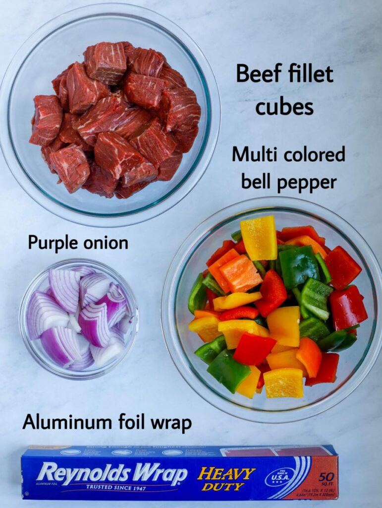 Ingredients for the beef kebobs