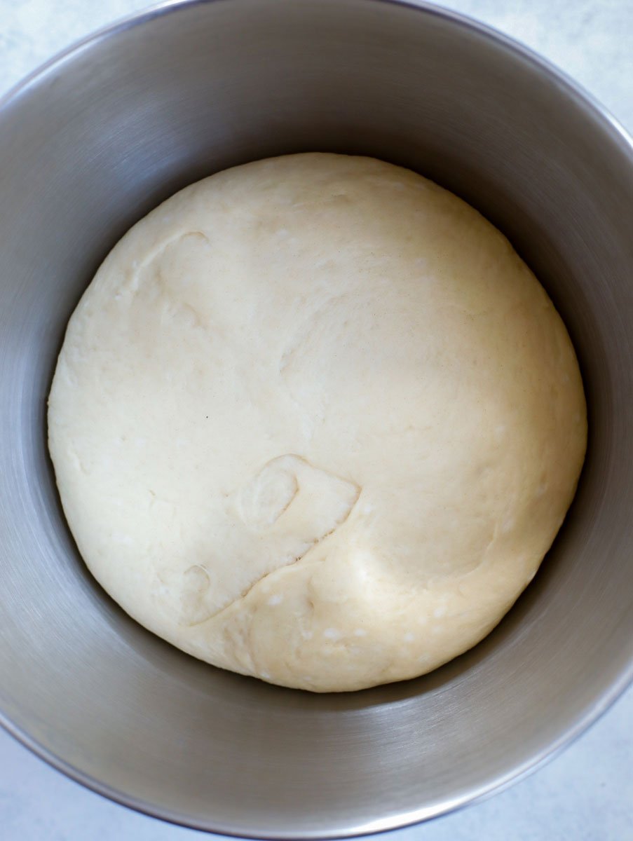 risen dough in a bowl