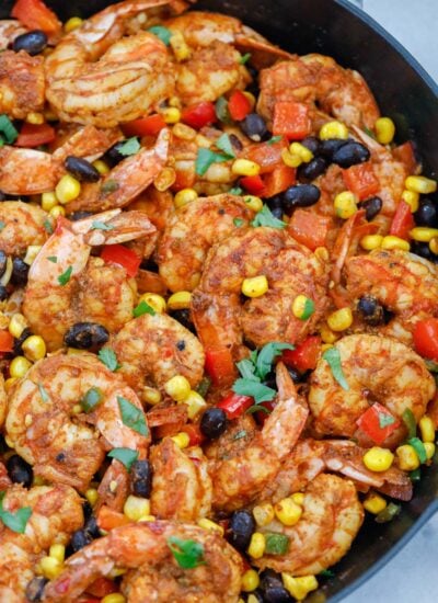 close up photo of the mexican shrimp in a skillet