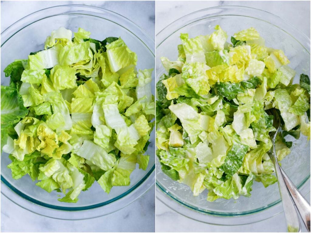 romaine lettuce toss with caesar dressing