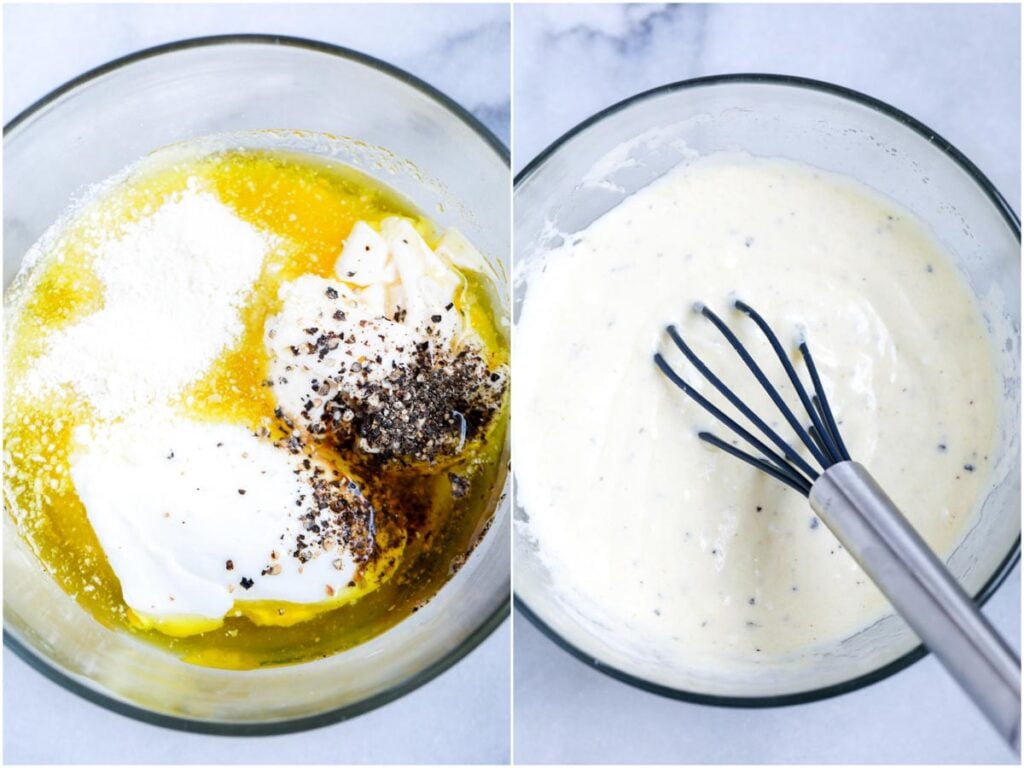 caesar salad dressing in a bowl