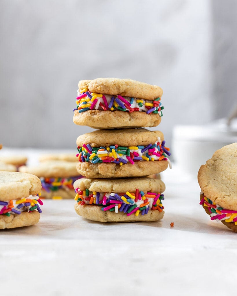 stack of Funfetti Cookie Sandwiches