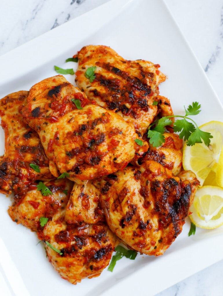 a plate of Harissa Chicken 