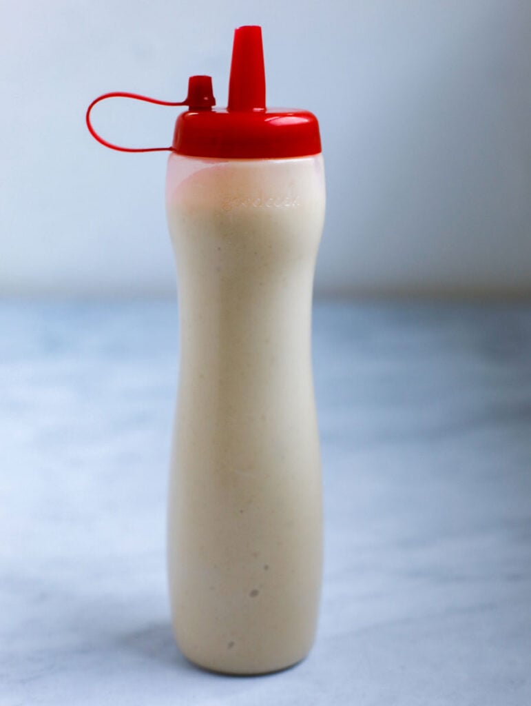 pancake batter in a squeezable bottle