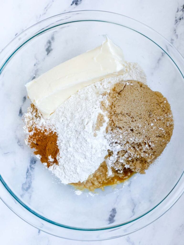 crisp ingredients in a bowl ready to be mixed