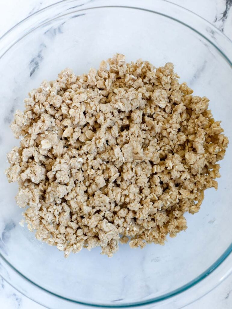 crisp ingredients in a bowl mixed up and ready to be used.