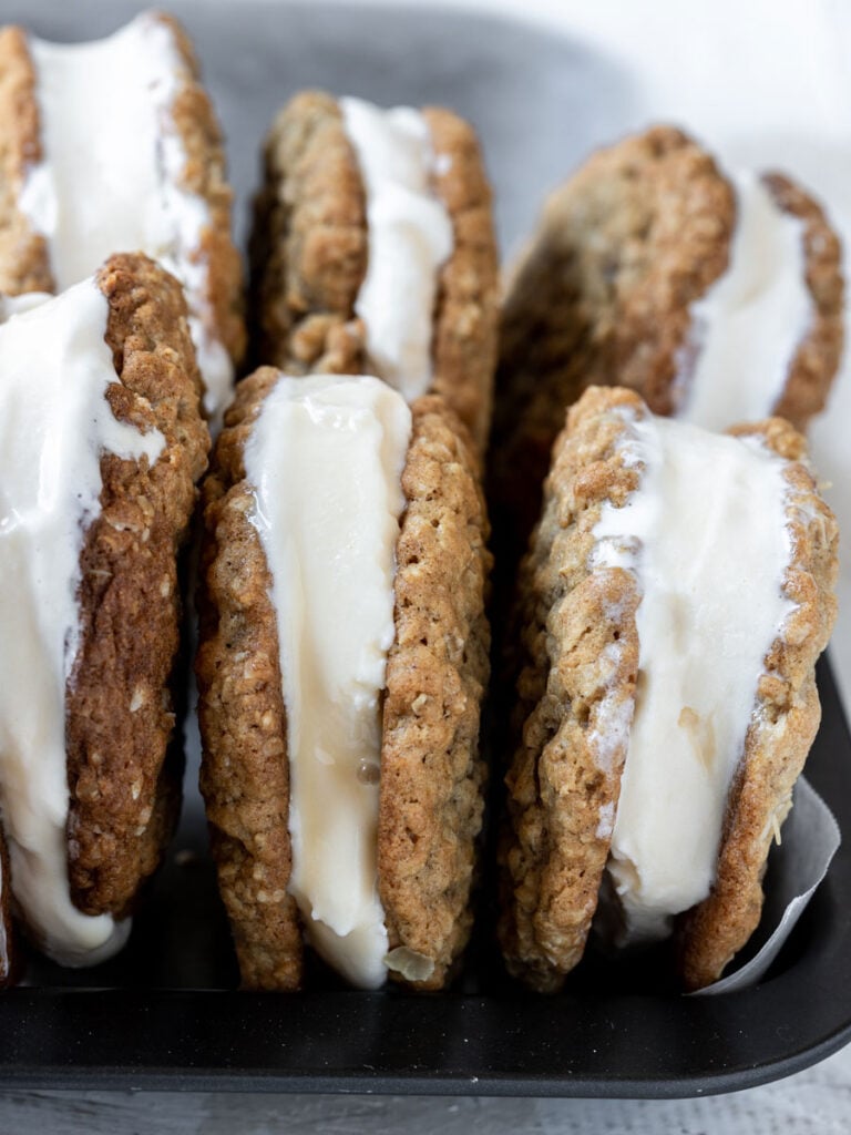 cookie ice cream sandwich in a batch