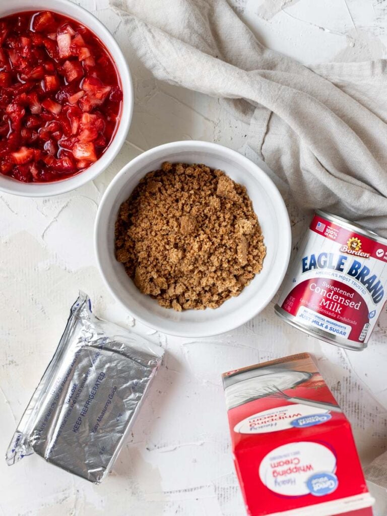 ingredients for Strawberry Cheesecake Ice Cream