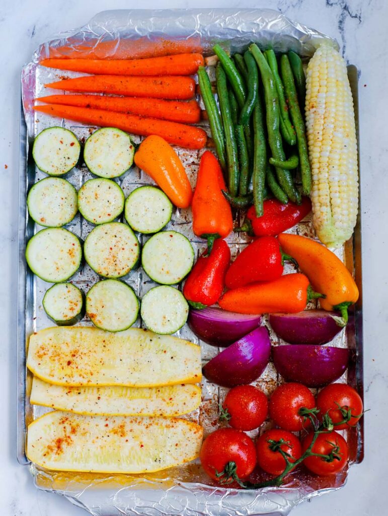 vegetables before grilling seasoned