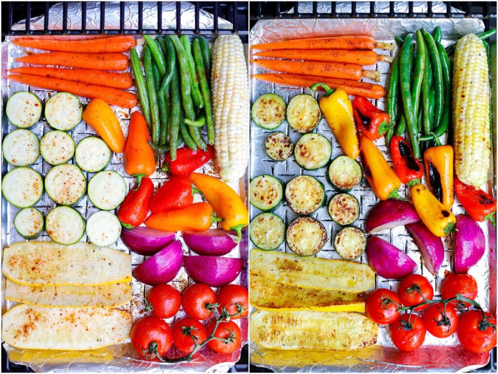 side by side shot of Best Grilled Vegetables