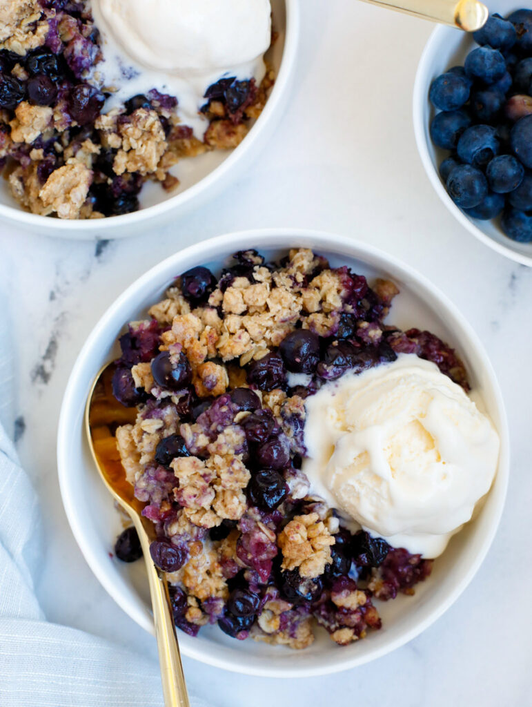 Blueberry Crisp Recipe in bowls