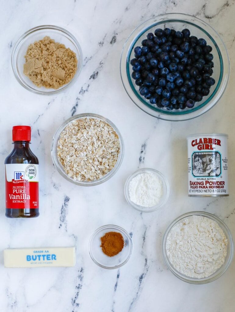 ingredients for the Blueberry Crisp Recipe