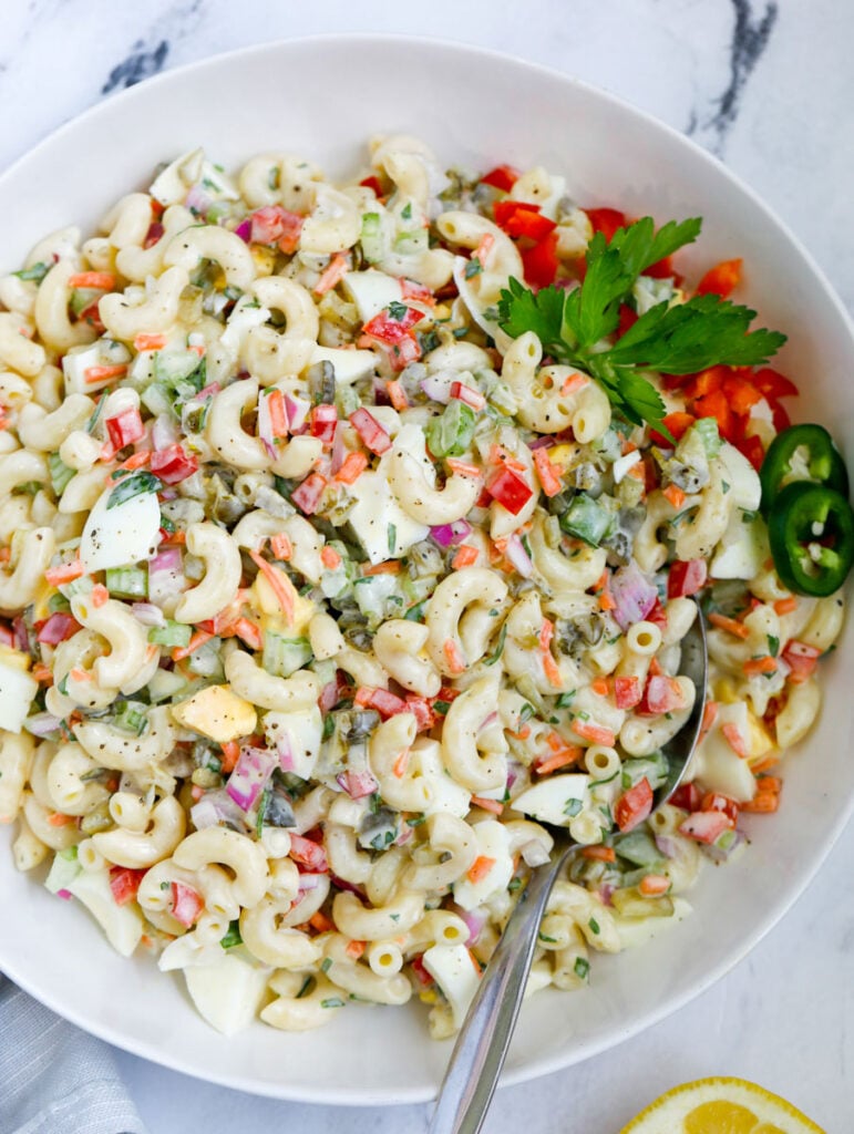 top down shot of Easy Macaroni Salad