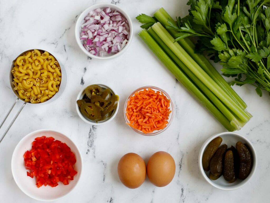 ingredients for Easy Macaroni Salad