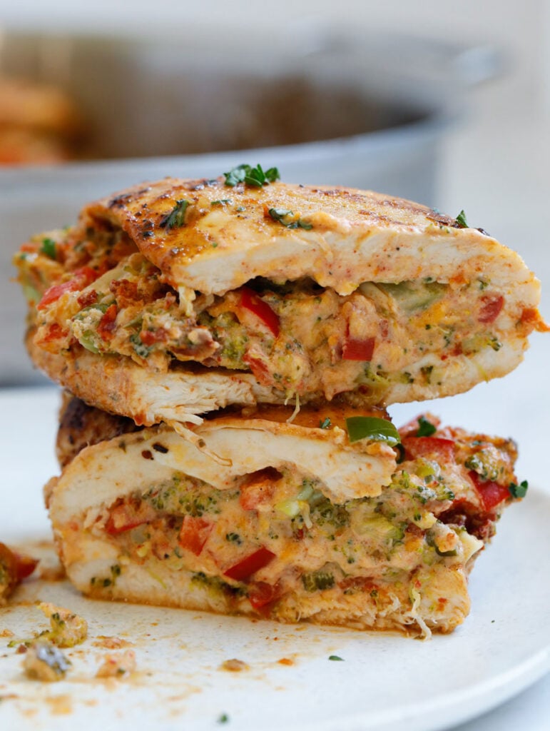 Broccoli and Cheese Stuffed Chicken on a plate