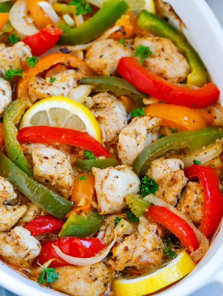 close up of Chicken Fajita Bake