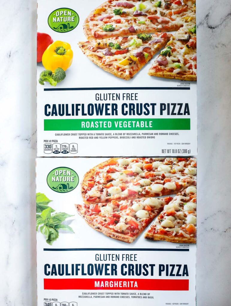 box view of the cauliflower pizzas