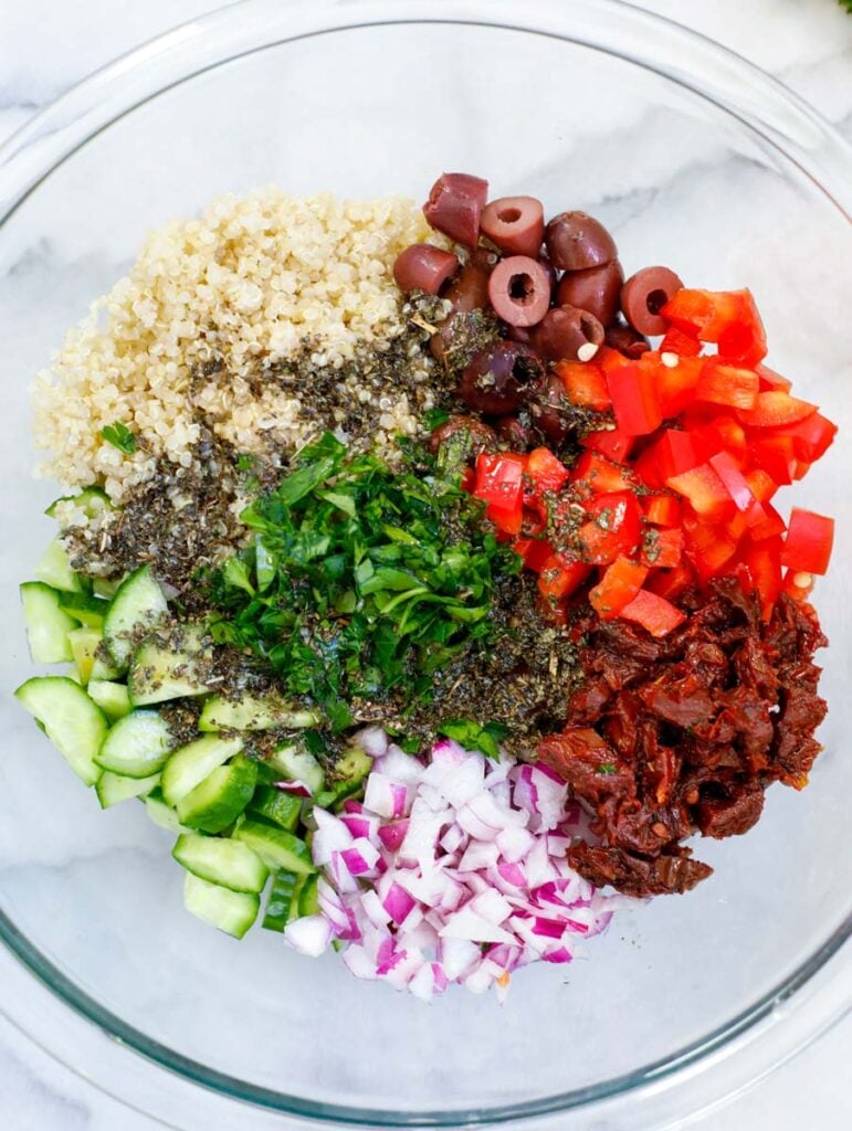 ingredients for Easy Mediterranean Quinoa Salad recipe