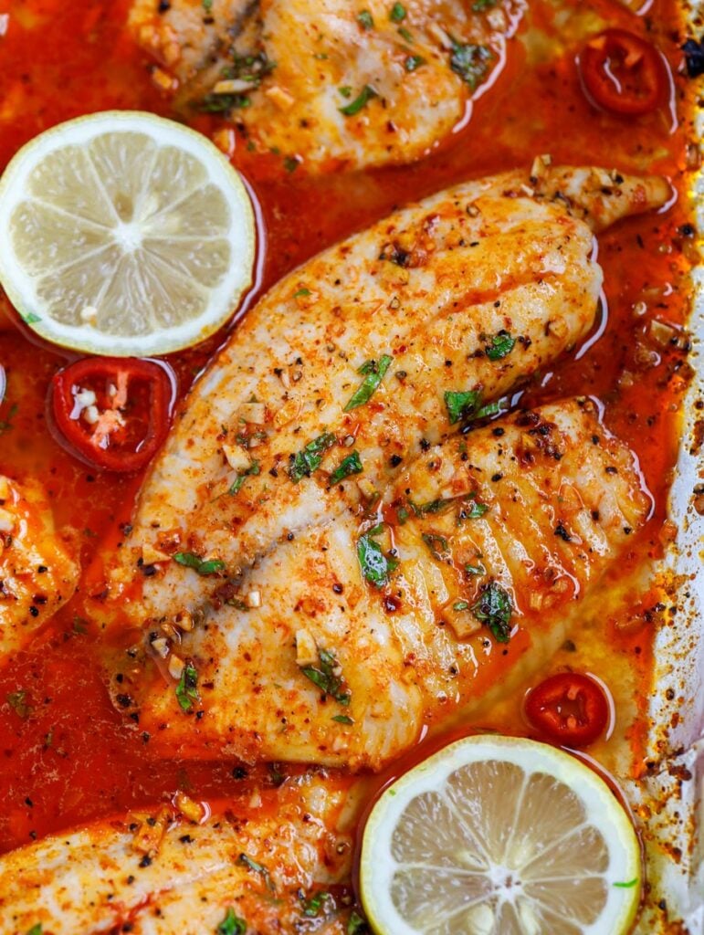 top down shot of bake tilapia recipe