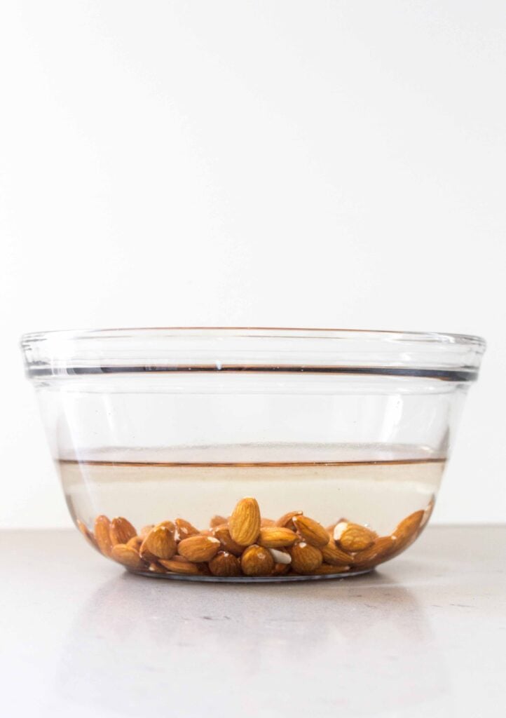 almonds soaking in water