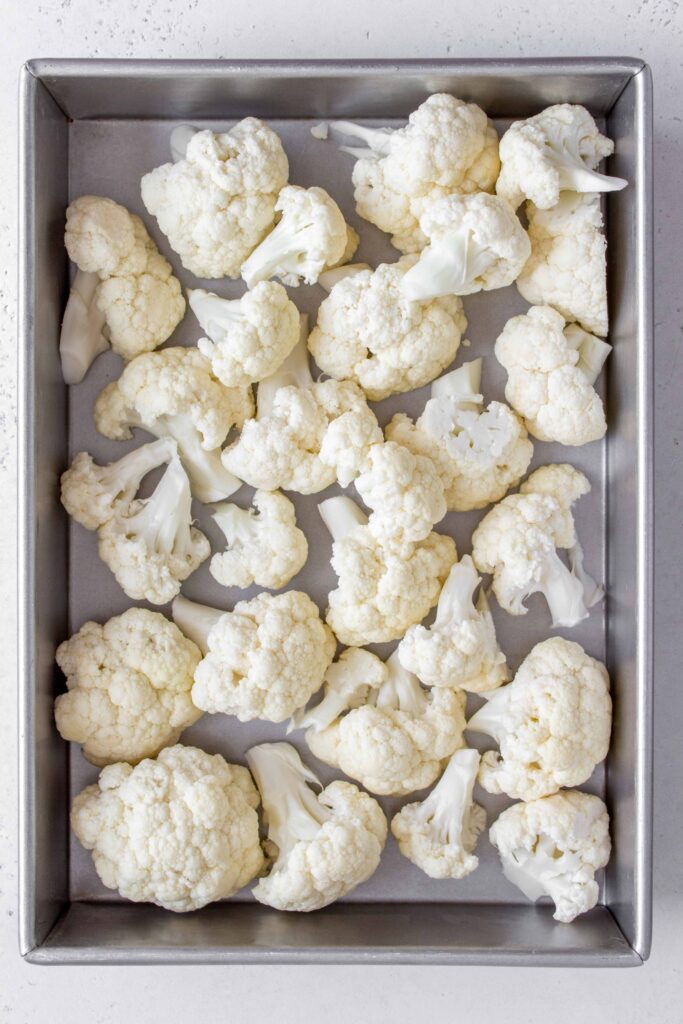 tray of cauliflower florets