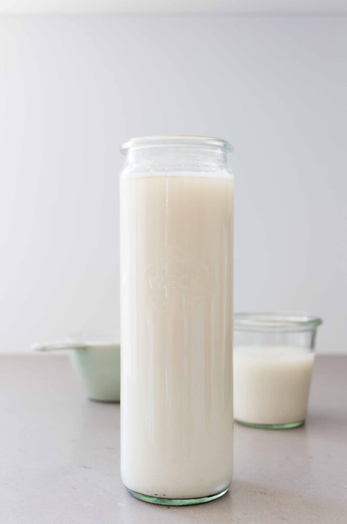 bottle of homemade oatmilk