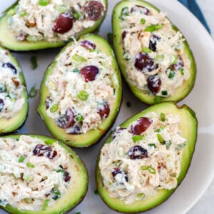 a plate of Stuffed Avocados