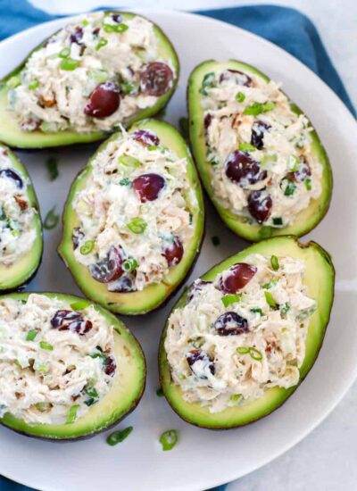 a plate of Stuffed Avocados