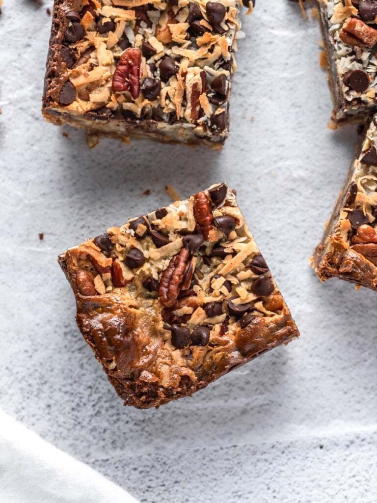 top down close up view of the coconut magic bars