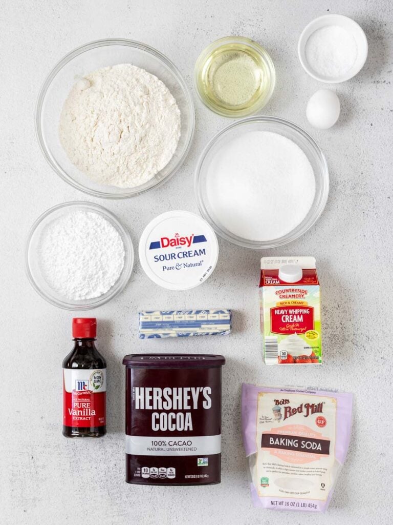 top down shot of chocolate cupcake ingredients