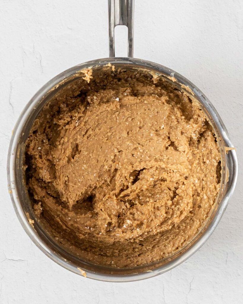 the peanut butter mixture in a pot