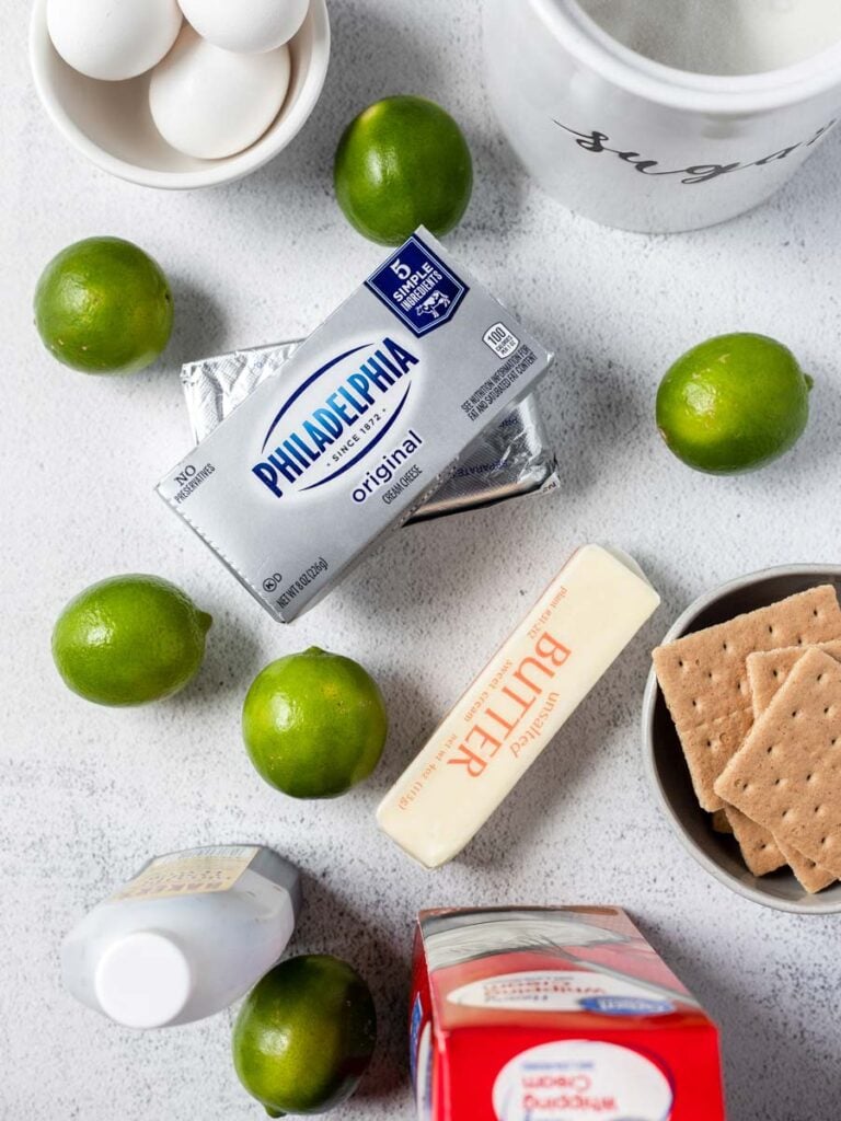 mini key lime cheesecake ingredients laid out