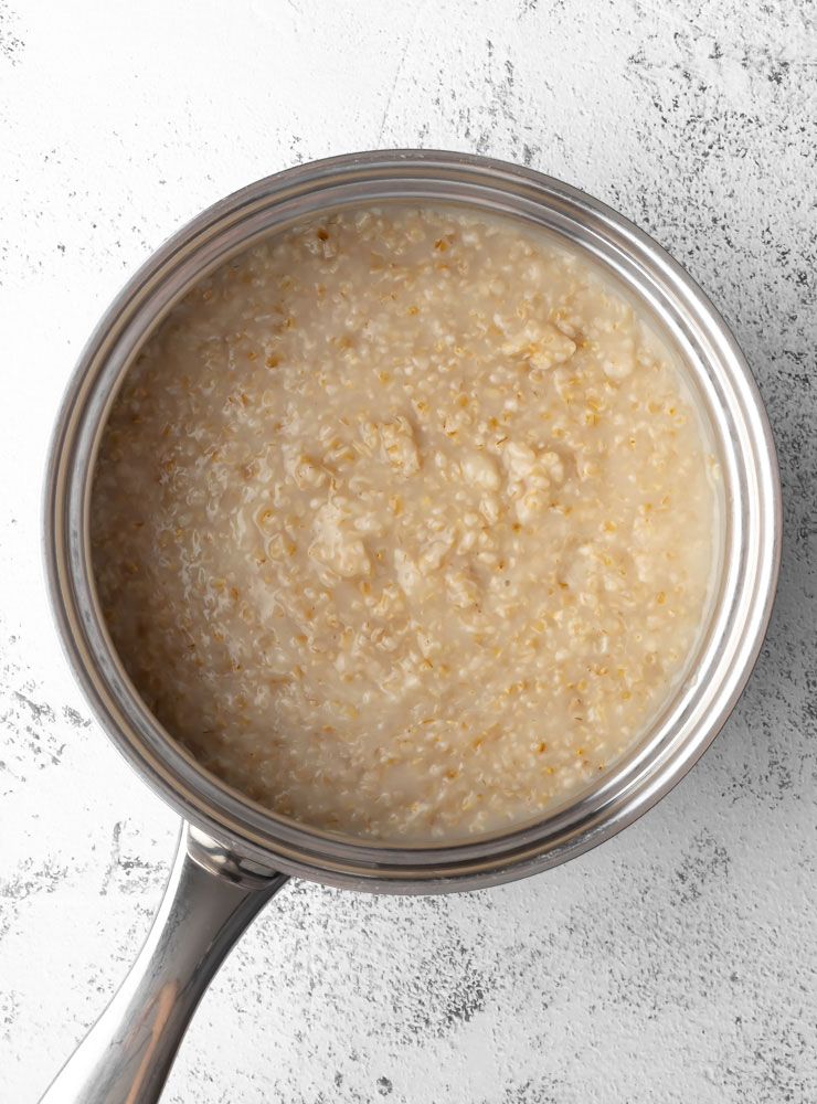 cooked oatmeal in a pot
