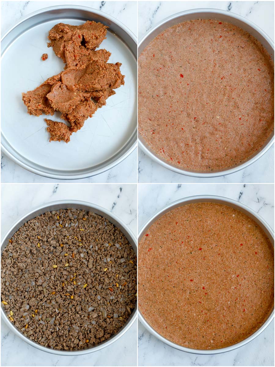 photo showing steps on how to assemble the kibbeh